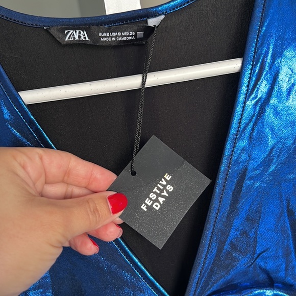 Zara Blue Metallic Body Suit - Picture 11 of 11